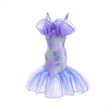 Book Week 2026 The Little Mermaid Little Mermaid Mermaid Tail Aqua Princess Dress Halloween Dress Cosplay Costume Theme Party Costume Cosplay Movie Cosplay for Girls' Kid's Carnival Masquerade
