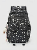 Kid Women Polyester Multi-Color Star Print Large Capacity Backpacks Schoolbags