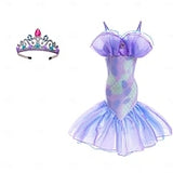 Book Week 2026 The Little Mermaid Little Mermaid Mermaid Tail Aqua Princess Dress Halloween Dress Cosplay Costume Theme Party Costume Cosplay Movie Cosplay for Girls' Kid's Carnival Masquerade