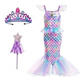 Book Week 2026 The Little Mermaid Little Mermaid Mermaid Tail Aqua Princess Dress Halloween Dress Cosplay Costume Theme Party Costume Cosplay Movie Cosplay for Girls' Kid's Carnival Masquerade