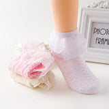3 Pair/Set Kids Girls Socks Solid Colored Mesh Spring Summer Cute Daily Wear
