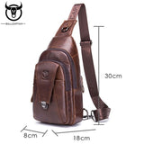 Men Genuine Leather Cowhide Vintage Chest Backpack Travel Fashion Shoulder Bag