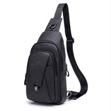 Men Genuine Leather Cowhide Vintage Chest Backpack Travel Fashion Shoulder Bag