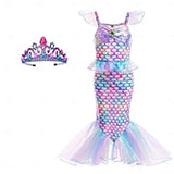 Book Week 2026 The Little Mermaid Little Mermaid Mermaid Tail Aqua Princess Dress Halloween Dress Cosplay Costume Theme Party Costume Cosplay Movie Cosplay for Girls' Kid's Carnival Masquerade