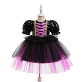 Kids Girls' Party Dress Solid Color Short Sleeve Special Occasion Halloween Party Halloween Custome Sweet Polyester Summer Spring Fall kids Purple