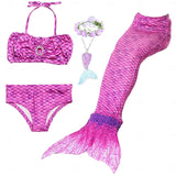 Kids Girls Five Piece Mermaid Swimwear Bikini Rainbow Cute Swimsuits