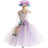 Kids Girls' Dress Mermaid colour Sleeveless Performance Birthday Ruched Mesh Cute Costume Polyester Above Knee Strap Dress A Line Dress Tulle Dress Summer Fall 3-10 Years White Royal Blue Blue