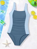 Kids Girls Swimsuit Outdoor Beach Vacation Fashion Patchwork Bathing Suits