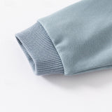 Family Matching Letter Casual Dusty Blue Long Sleeve T-shirt Pullover Tops