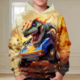 3-12Y Kid Boys 3D Dinosaur Fall Winter Fashion Streetwear Hoodie Pullover