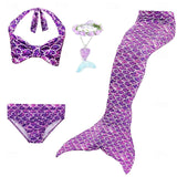 Kids Girls Five Piece Mermaid Swimwear Bikini Rainbow Cute Swimsuits