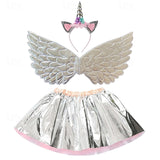 Kid Girl Unicorn Movie Cosplay Wings Headwear Halloween Carnival Costumes Skirts
