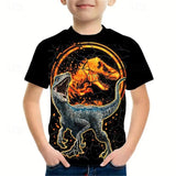 Kid Boys 3D Print Graphic Dinosaur Short Sleeve T shirt Summer Fashion Streetwear