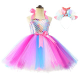 Book Week 2026 Kids Girls' Dress Cartoon Unicorn Patchwork Sleeveless Performance Birthday Ruched Mesh Patchwork Cute Costume Cotton Above Knee A Line Dress Tulle Dress Summer Spring Fall 4-12 Years