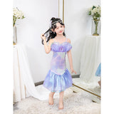 Book Week 2026 The Little Mermaid Little Mermaid Mermaid Tail Aqua Princess Dress Halloween Dress Cosplay Costume Theme Party Costume Cosplay Movie Cosplay for Girls' Kid's Carnival Masquerade