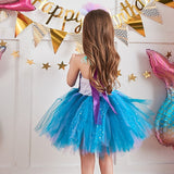 Kids Girls' Dress Mermaid colour Sleeveless Performance Birthday Ruched Mesh Cute Costume Polyester Above Knee Strap Dress A Line Dress Tulle Dress Summer Fall 3-10 Years White Royal Blue Blue