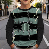 3-12T Kid Halloween Boys 3D Cartoon Long Sleeve Casual Daily Regular Fit Shirts