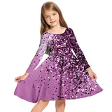 3-10Y Kid Girls 3D Graphic Long Sleeve Spring Fall Holiday Cute Sweet Swing Dresses