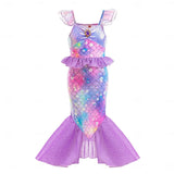 4 Pcs/Set Kid Girl Little Mermaid Tail Princess Halloween Cosplay Costume Party Carnival Dresses