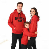 Family Matching Letter Casual Print Long Sleeve Active Hoodie Pullover