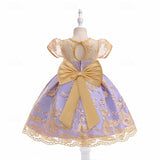 Kids Girls Flower Short Sleeve Sequins Fashion Sweet Tulle Dress