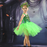 Kids Girls' Dress Party Dress Leaf Witch costume kids halloween custome Sleeveless Performance Special Occasion Mesh Elegant Fashion Beautiful Polyester Knee-length Party Dress Swing Dress Tulle Dress