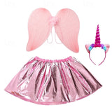 Kid Girl Unicorn Movie Cosplay Wings Headwear Halloween Carnival Costumes Skirts