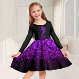 3-10Y Kid Girls 3D Graphic Long Sleeve Spring Fall Holiday Cute Sweet Swing Dresses