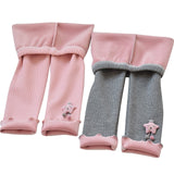 3-8Y Kids Girls Fleece Lined Cartoon Active Ruched Leggings Pants