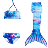 Kids Girls Three Piece Mermaid Swimsuits Bikini Beach Swimwear