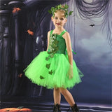 Kids Girls' Dress Party Dress Leaf Witch costume kids halloween custome Sleeveless Performance Special Occasion Mesh Elegant Fashion Beautiful Polyester Knee-length Party Dress Swing Dress Tulle Dress