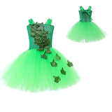 Kids Girls' Dress Party Dress Leaf Witch costume kids halloween custome Sleeveless Performance Special Occasion Mesh Elegant Fashion Beautiful Polyester Knee-length Party Dress Swing Dress Tulle Dress