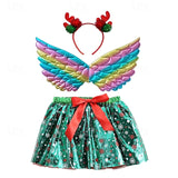Kid Girl Unicorn Movie Cosplay Wings Headwear Halloween Carnival Costumes Skirts