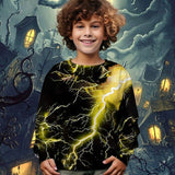 4-12T Kid Halloween Boys 3D Lightning Spring Fall Fashion Sweatshirt
