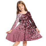 3-10Y Kid Girls 3D Graphic Long Sleeve Spring Fall Holiday Cute Sweet Swing Dresses
