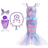 Book Week 2026 The Little Mermaid Little Mermaid Mermaid Tail Aqua Princess Dress Halloween Dress Cosplay Costume Theme Party Costume Cosplay Movie Cosplay for Girls' Kid's Carnival Masquerade