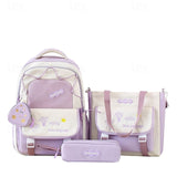 Back to School 3-Piece Kid Girls Yellow Backpack Set Lightweight Aesthetic Bookbag