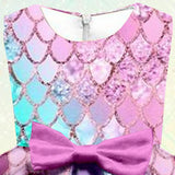 Kids Girls Party Mermaid Sleeveless Formal Ruffle Elegant Swing A Line Dress