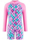 Kids Girls Swimsuit Outdoor Beach Graphic Vacation Fashion Zipper Bathing Suits