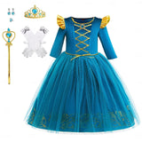 5 Packs Kids Girls Solid  Long Sleeve Performance Party Costume Halloween Dresses
