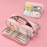 Pencil Cases Wear-Resistant Multifunction With Zipper Canvas for School Office Student