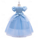 Kids Girls Cosplay Party Solid Short Sleeve Performance Mesh Party Dress