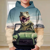 3-12Y Kid Boys 3D Dinosaur Fall Winter Fashion Streetwear Hoodie Pullover