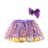 2 Pcs Kids Girls Cute Patchwork Yellow Pink Blue Skirts