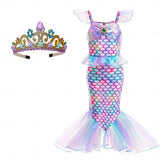 Book Week 2026 The Little Mermaid Little Mermaid Mermaid Tail Aqua Princess Dress Halloween Dress Cosplay Costume Theme Party Costume Cosplay Movie Cosplay for Girls' Kid's Carnival Masquerade