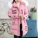 4-12Y Kid Girls 3D Letter Puffer Jacket Long Sleeve Winter Down Coat