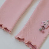 3-8Y Kids Girls Fleece Lined Cartoon Active Ruched Leggings Pants