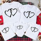 Family Matching Heart Casual Print  Short Sleeve Active T-shirt Tops