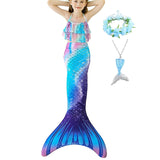 Kids Girls Five Piece Mermaid Swimwear Bikini Rainbow Cute Swimsuits