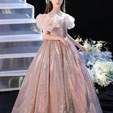 Kids Girls Party Solid Sleeveless Performance Wedding Mesh Princess Tulle Dress